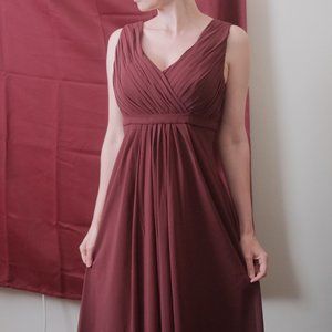 Burgundy V Neck Dress